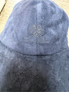 Loro Piana Navy Suede-Texture Bucket Hat with Embroidered Crest